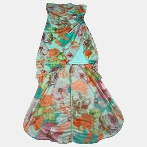 Tweeze Me Floral Strapless Embellished Side Slit Hi-Low Hem Dress Women's Size 5